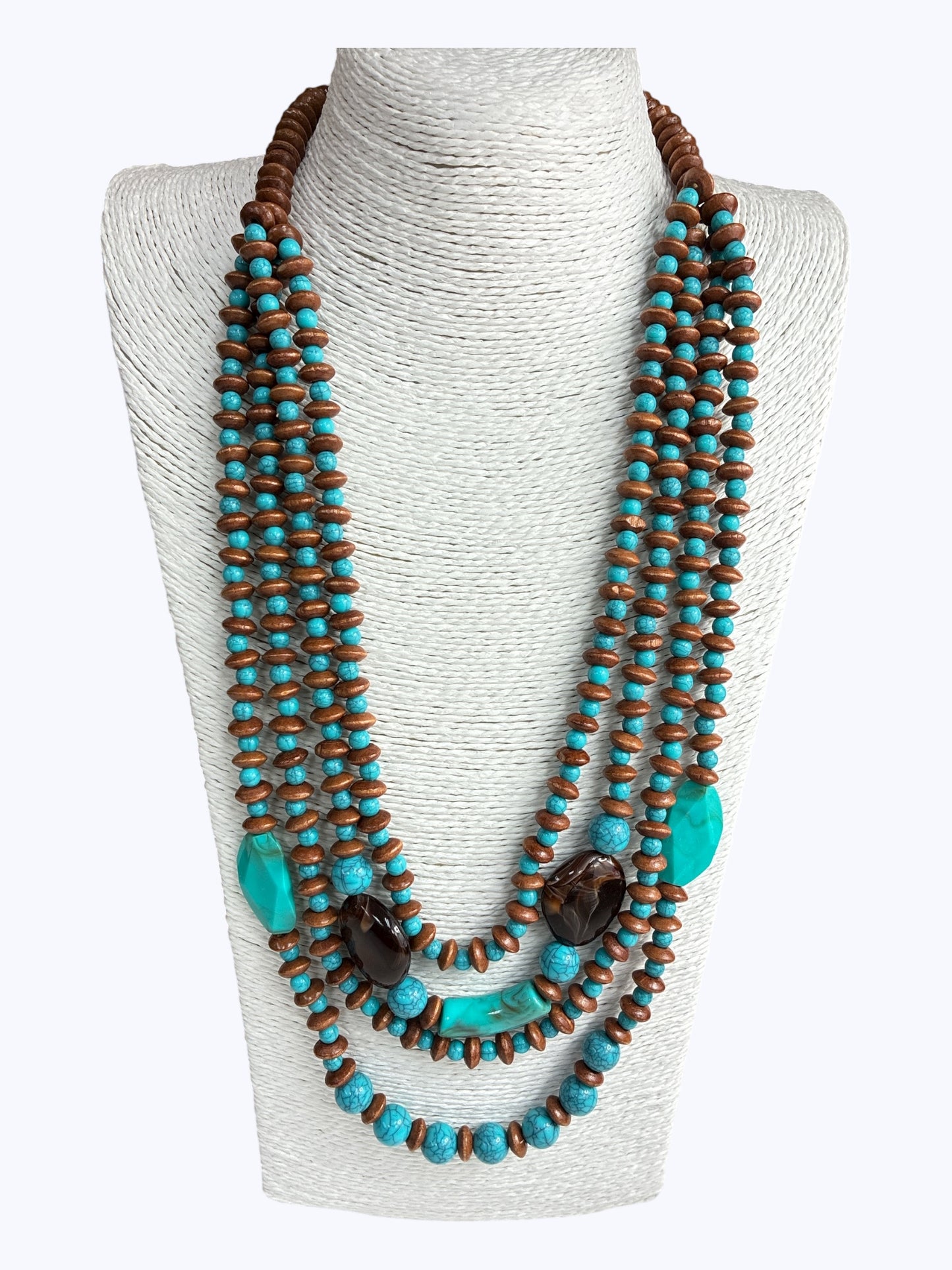 N5104 | Wooden Layered Long Necklace| WZD2464