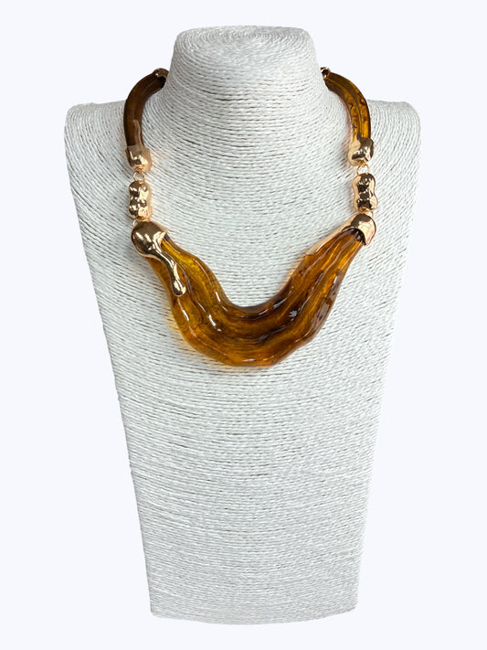 N0062 | Artisan Resin Brown Necklace | KN2060