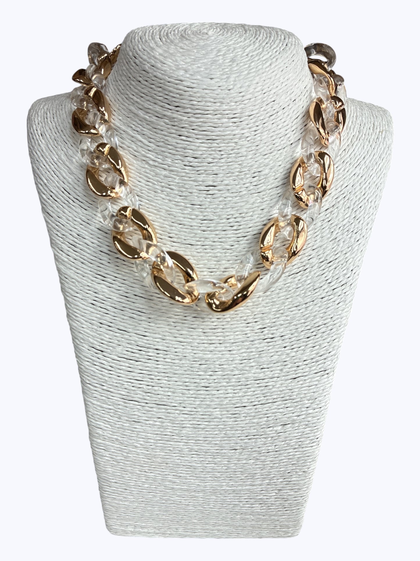 N3021| Acrylic Clear Gold Necklace |C2N8028