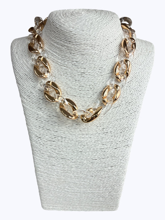 N3021| Acrylic Clear Gold Necklace |C2N8028
