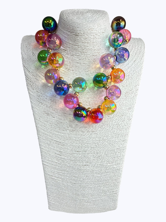 N5107 | Holographic Acrylic Bead Short Necklace | APD9993