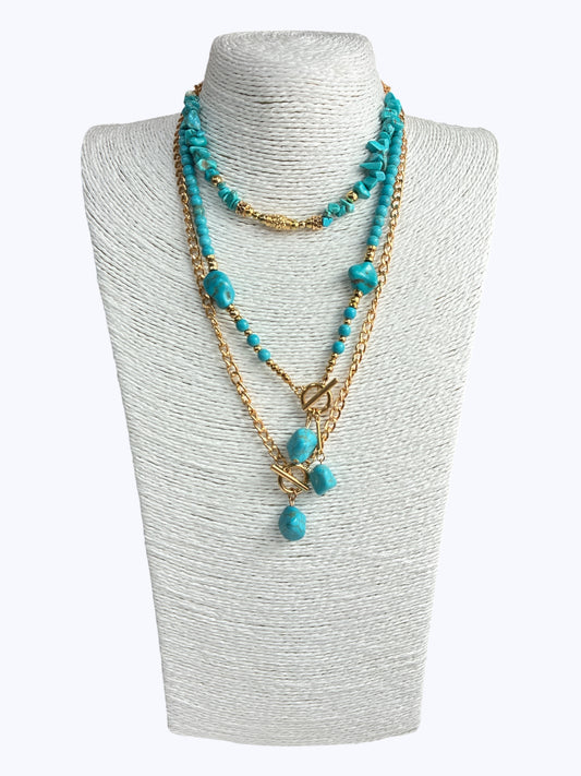 N3109| Turquoise Natural Stone Necklace  |JKN2234