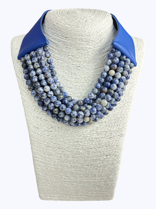 N0355| Multi Strands Natural Stone Short Necklace |YN2050