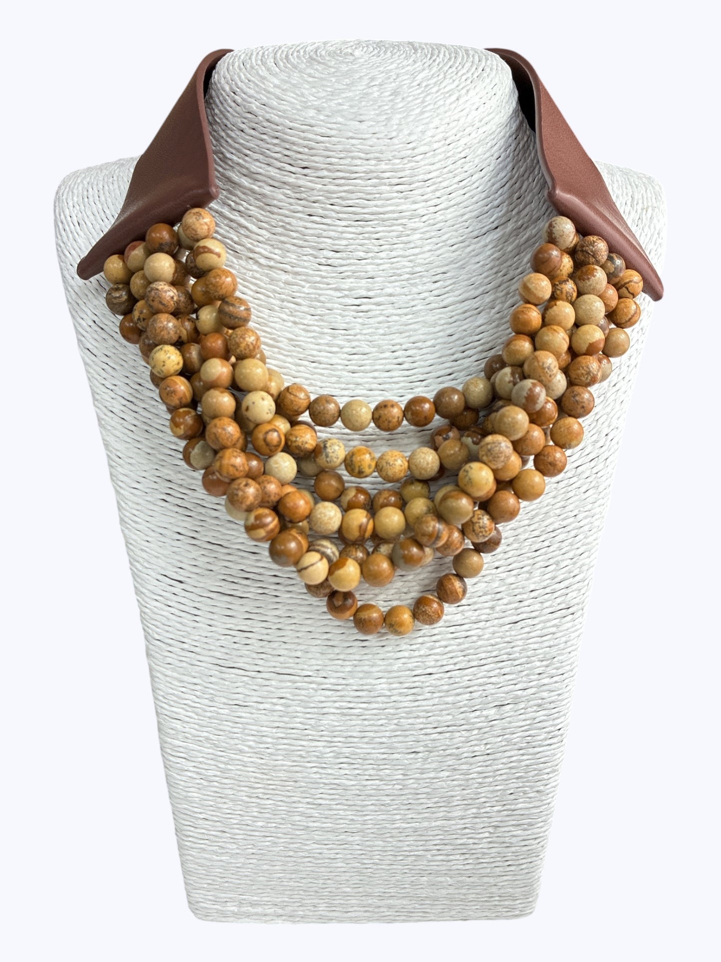 N0355| Multi Strands Natural Stone Short Necklace |YN2050