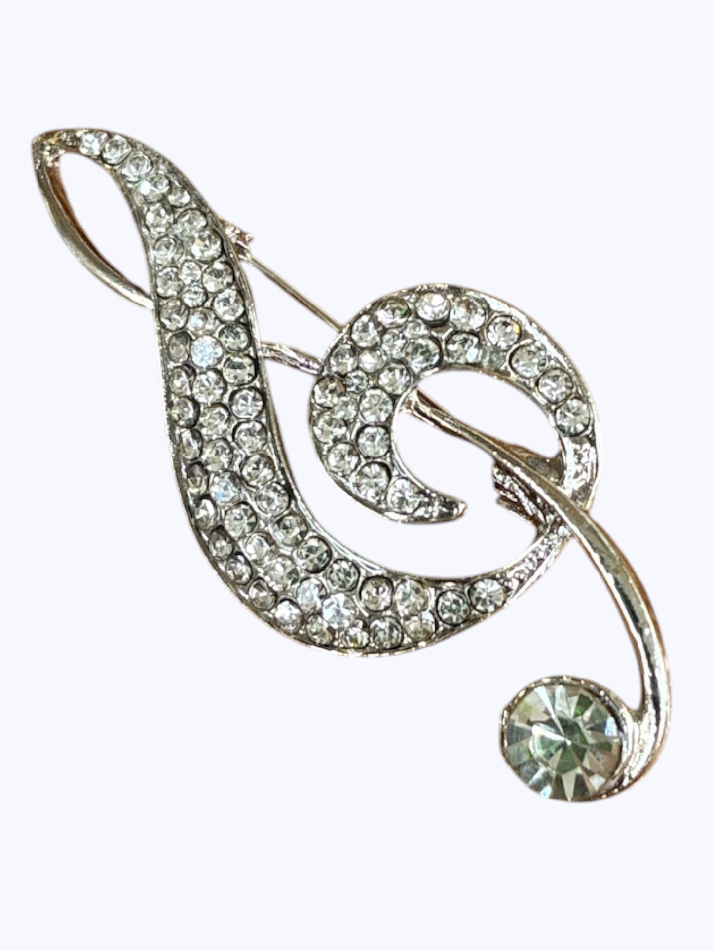 BR0349 | Silver Sparkling Music Symbol Brooch | E6-6-9475