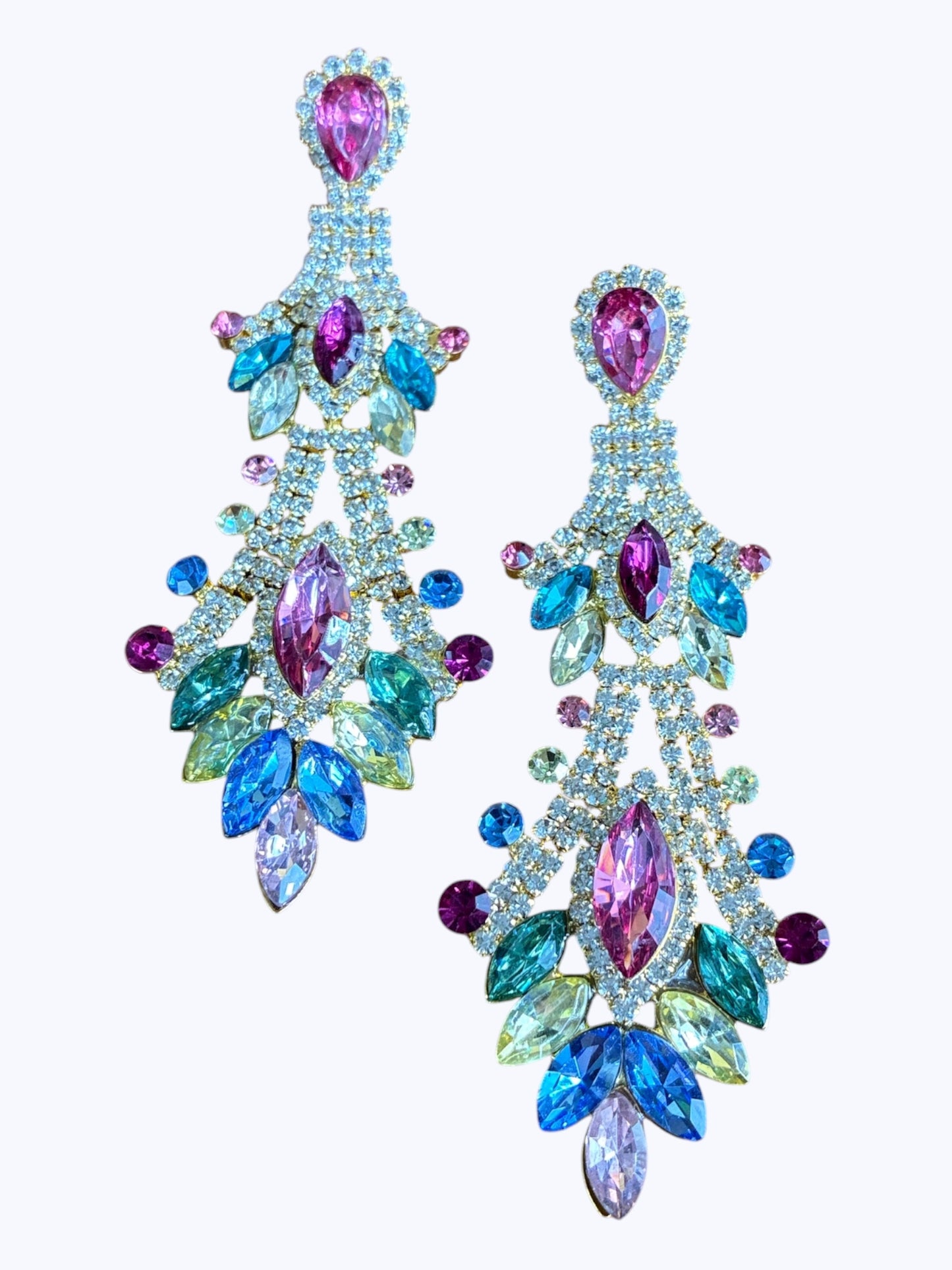 E ESE7880  Crystal and Rhinestones Long Earrings