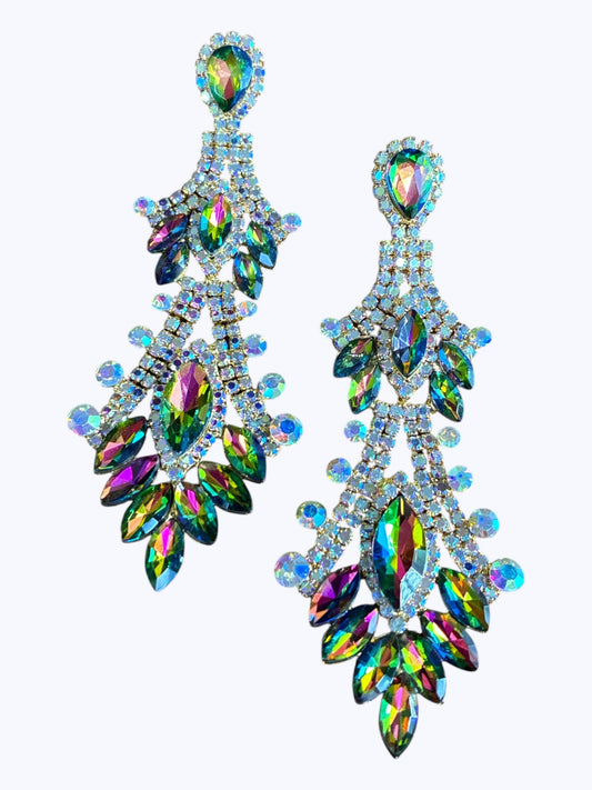 E ESE7880 Crystal and Rhinestones Long Earrings