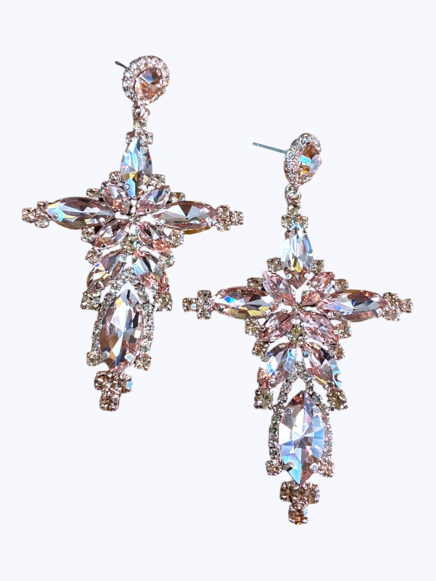 E ESE8036 Crystal Stone Cross Earrings
