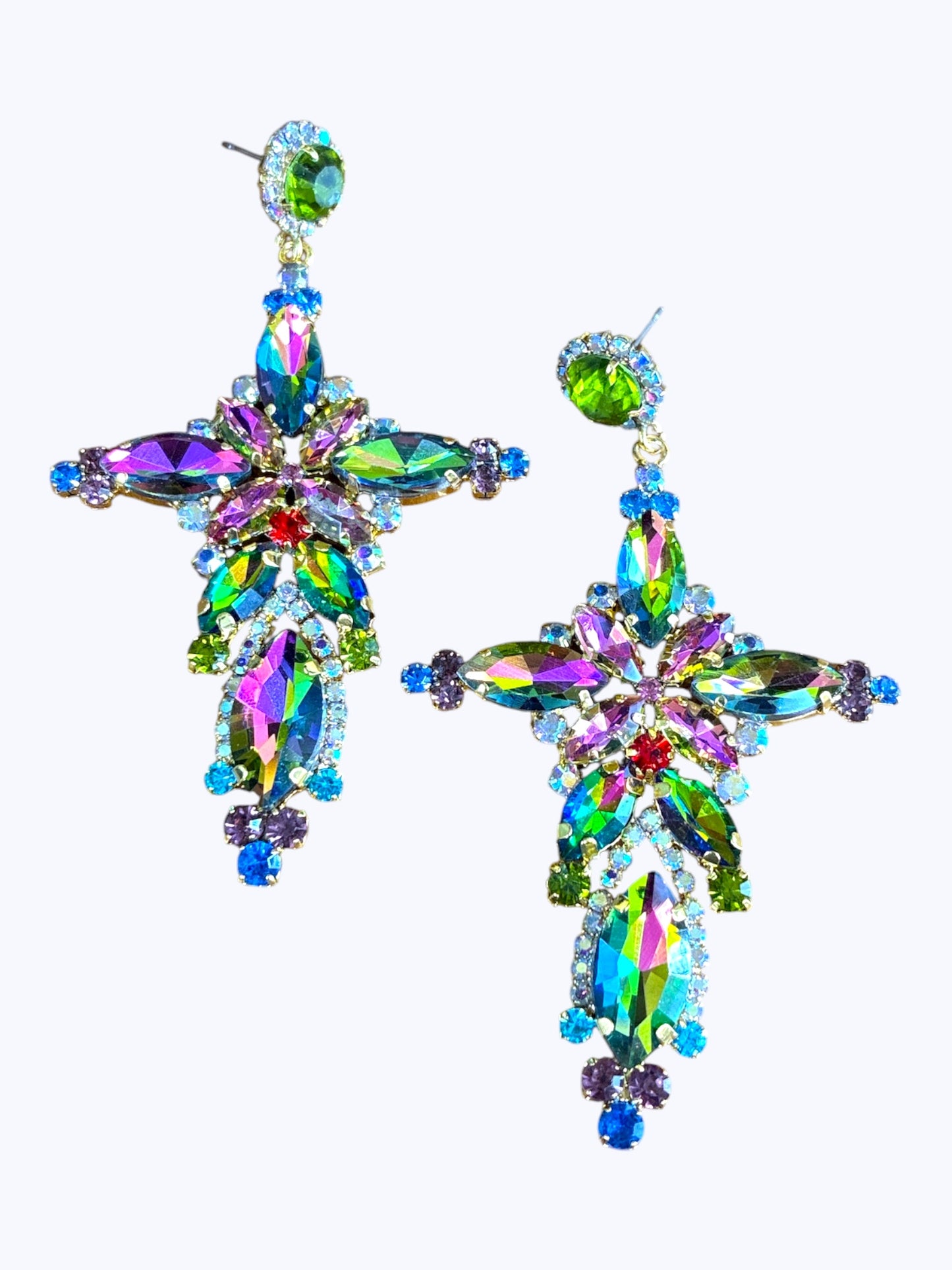 E ESE8036 Crystal Stone Cross Earrings