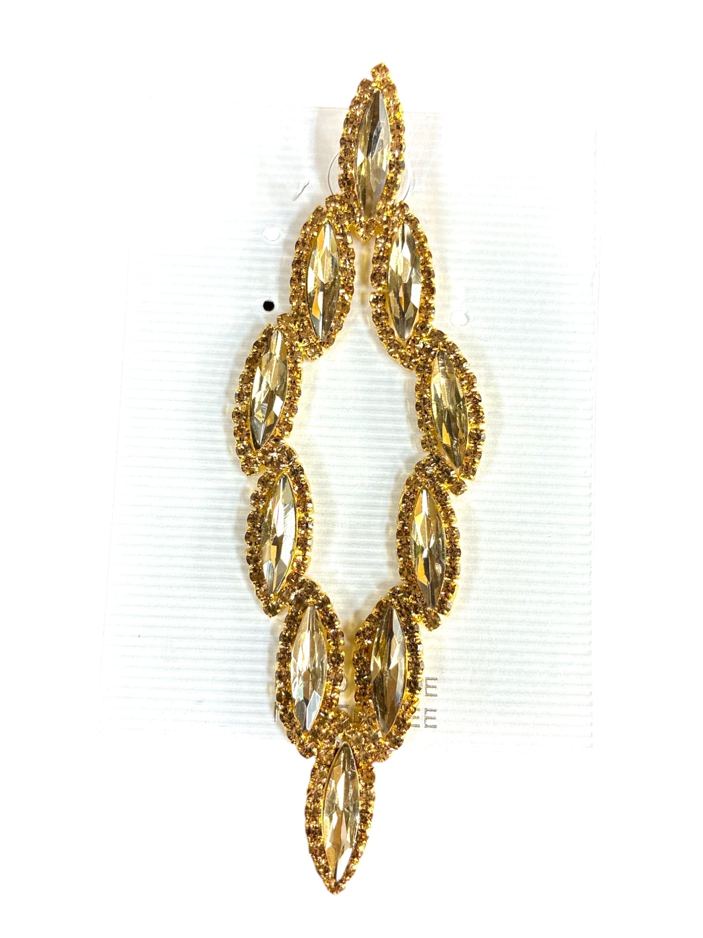 E ESE8086 Oval Crystal Long Earrings
