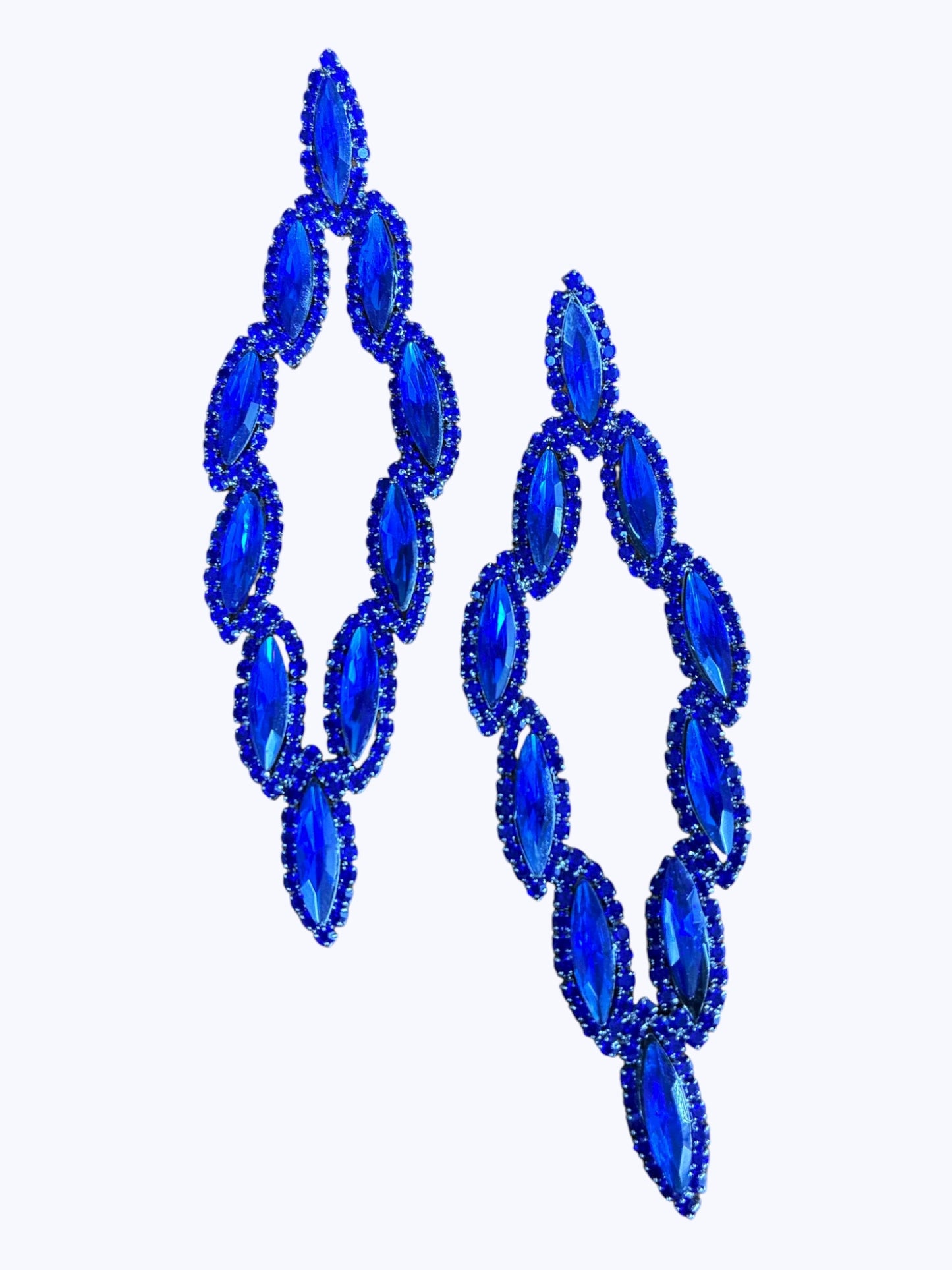 E ESE8086 Oval Crystal Long Earrings