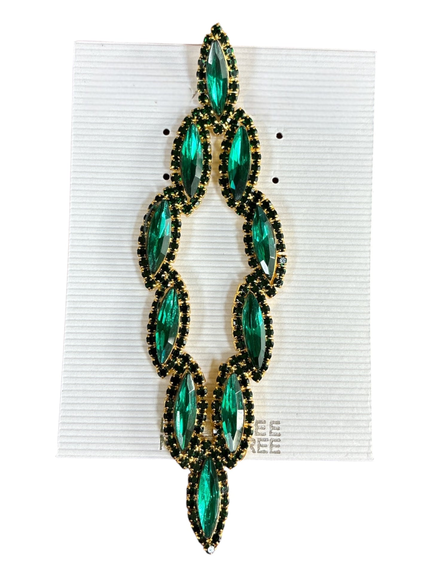 E ESE8086 Oval Crystal Long Earrings