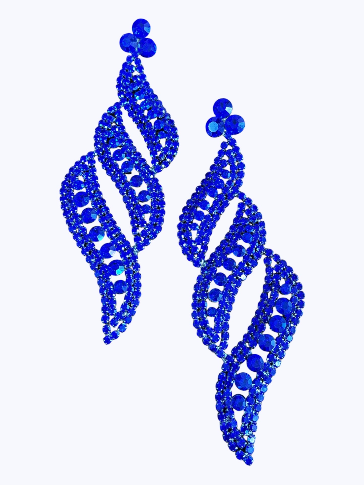 E ESE0592 Rhinestones  Wave Long Earrings