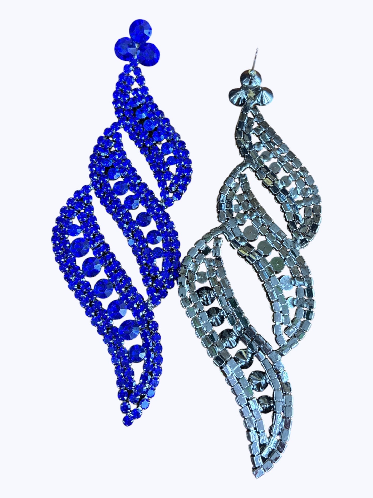 E ESE0592 Rhinestones  Wave Long Earrings