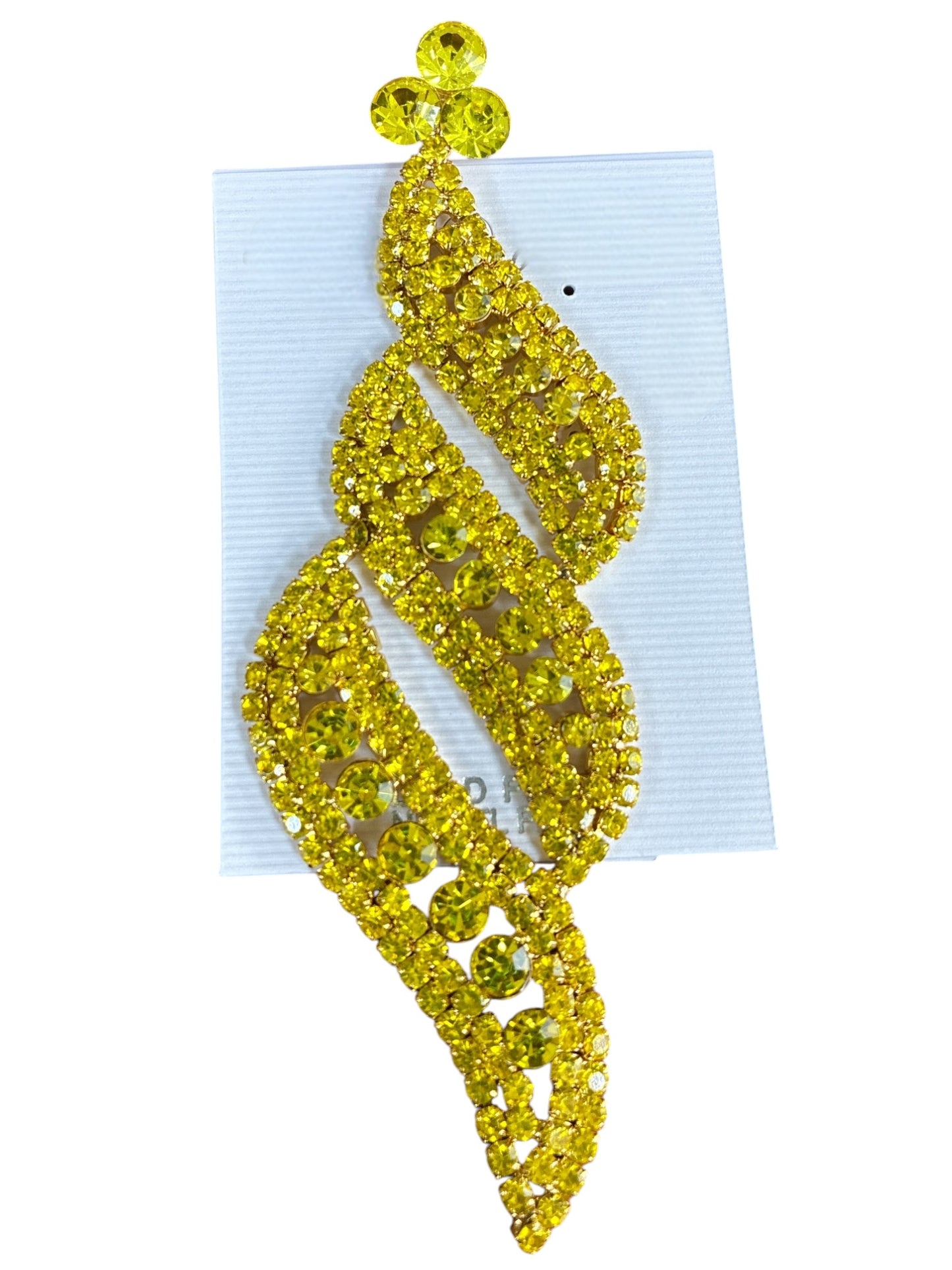 E ESE0592 Rhinestones  Wave Long Earrings