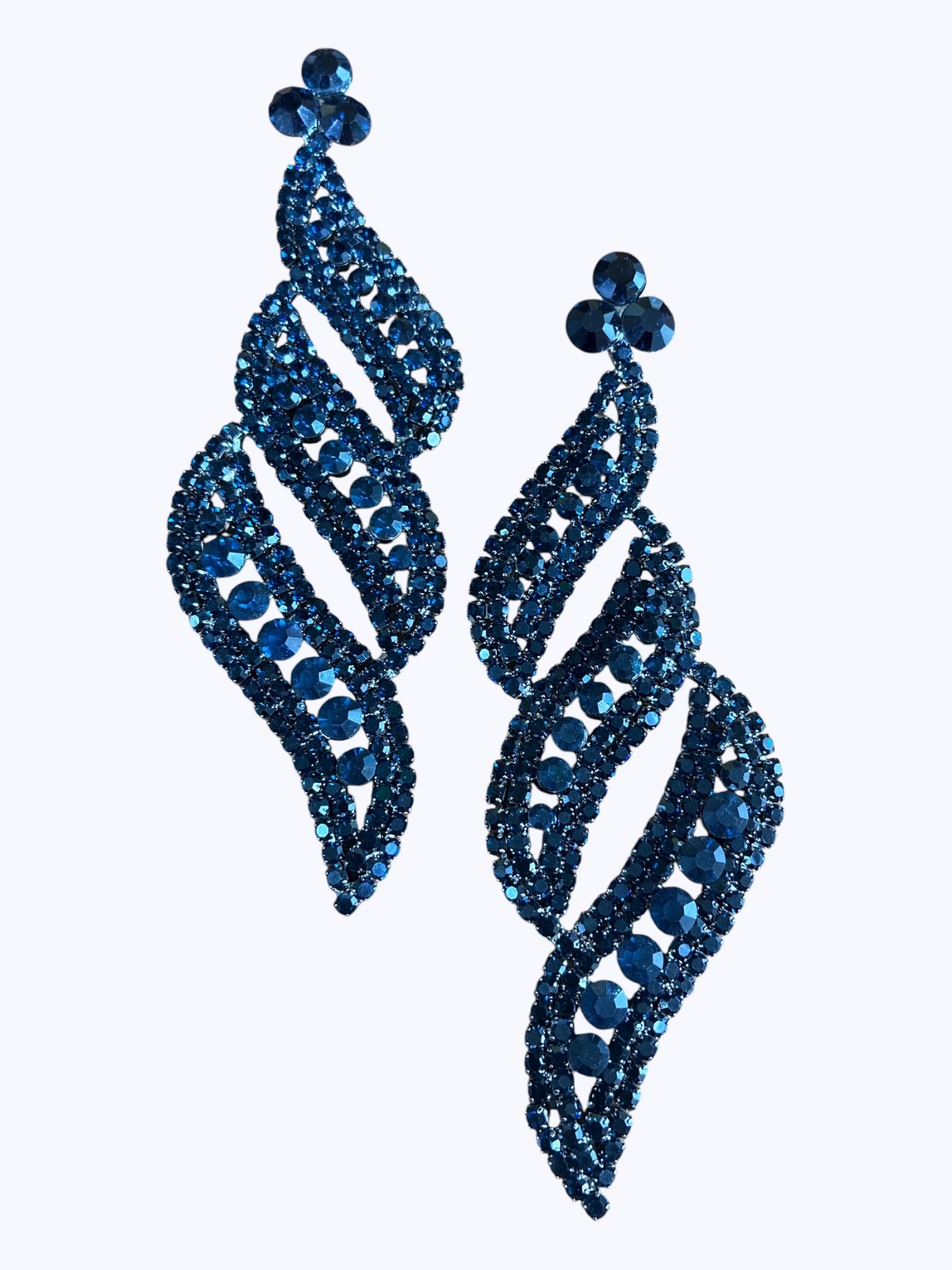 E ESE0592 Rhinestones  Wave Long Earrings
