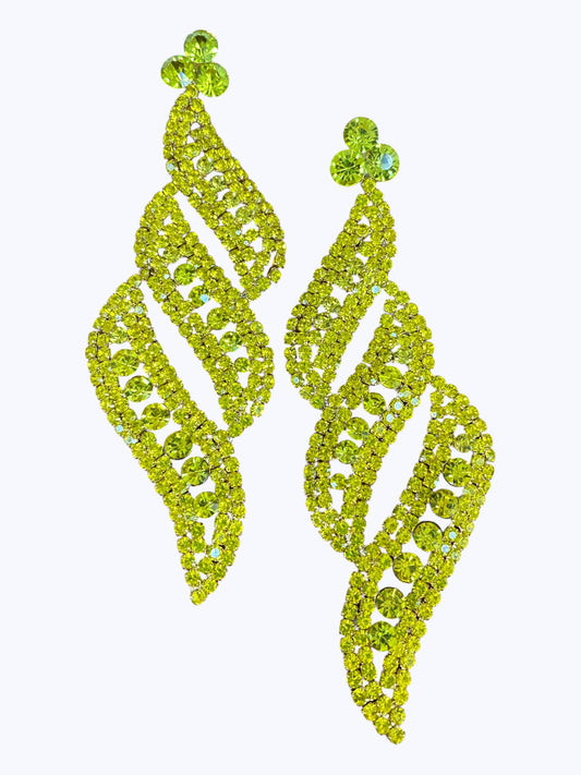 E ESE0592 Rhinestones  Wave Long Earrings