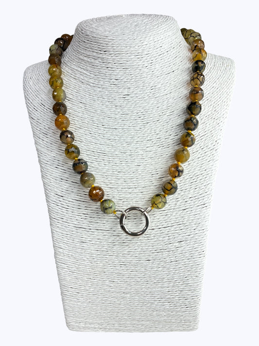 SB-SSN Yellow Mix Agate Stone Necklace