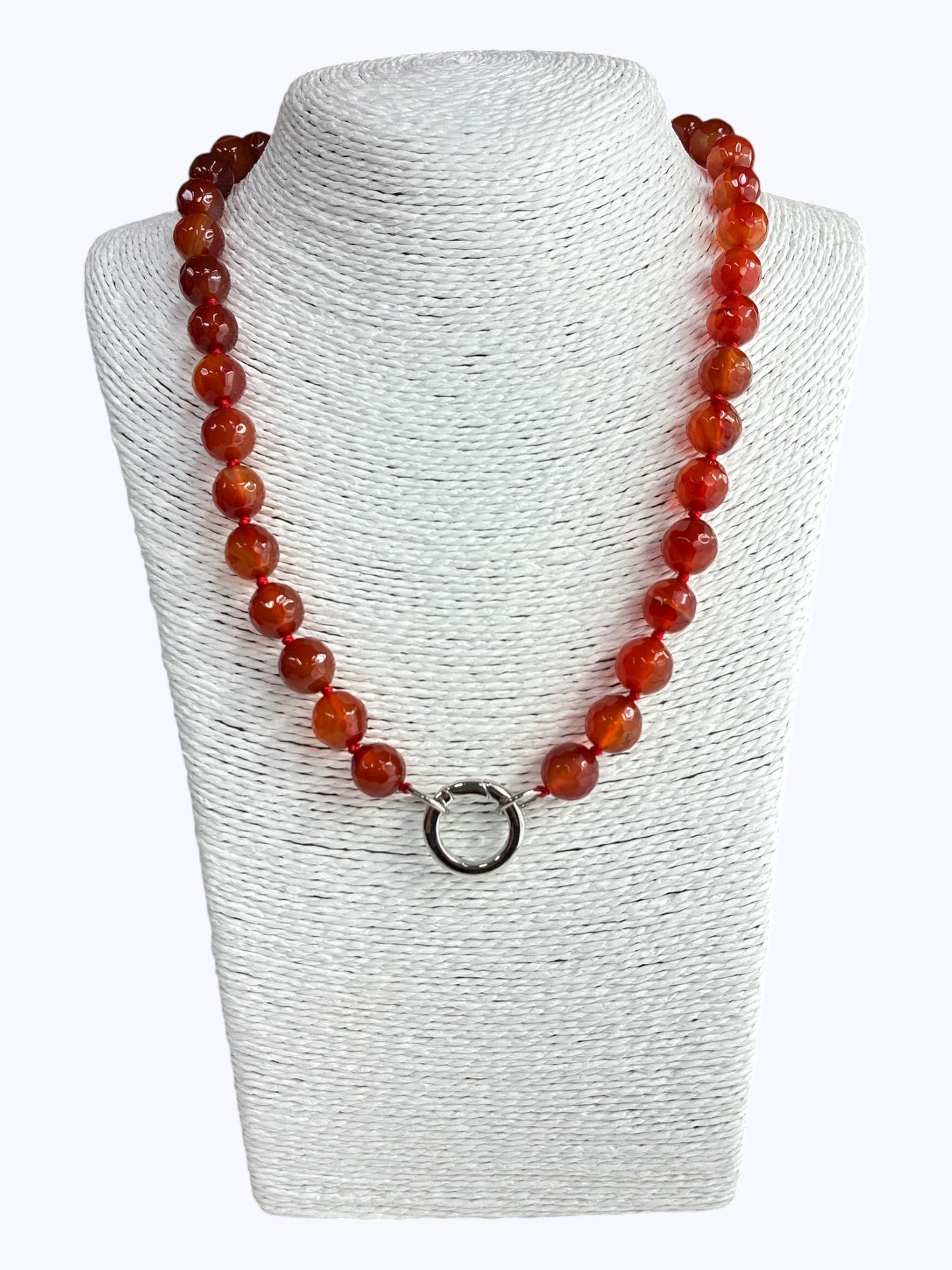 SB-SSN Red Agate Stone Beaded Necklace