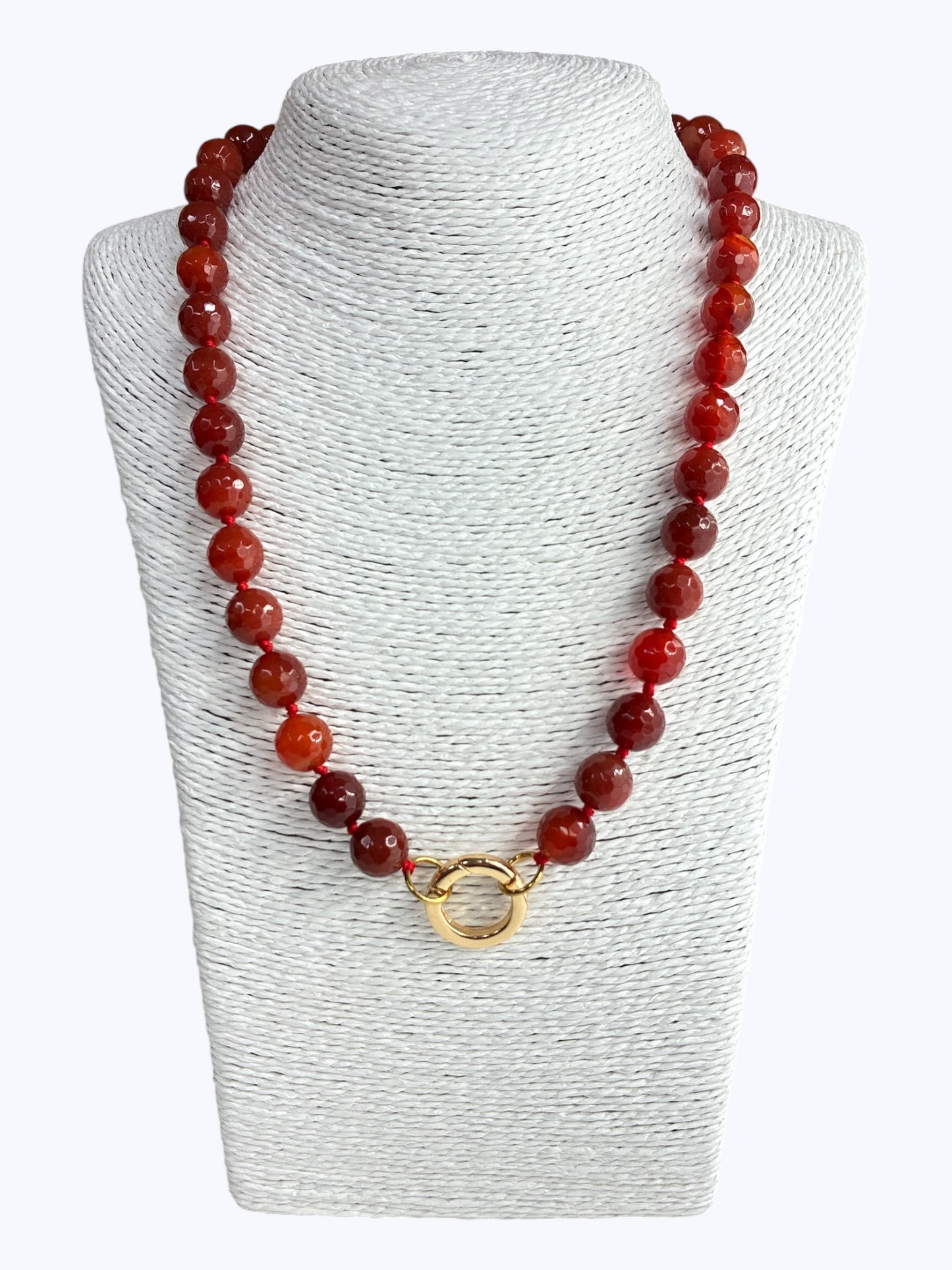 SB-SSN Red Agate Stone Beaded Necklace