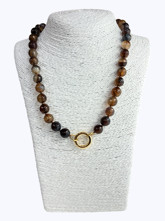 SB-SSN Brown Marble Agate Necklace