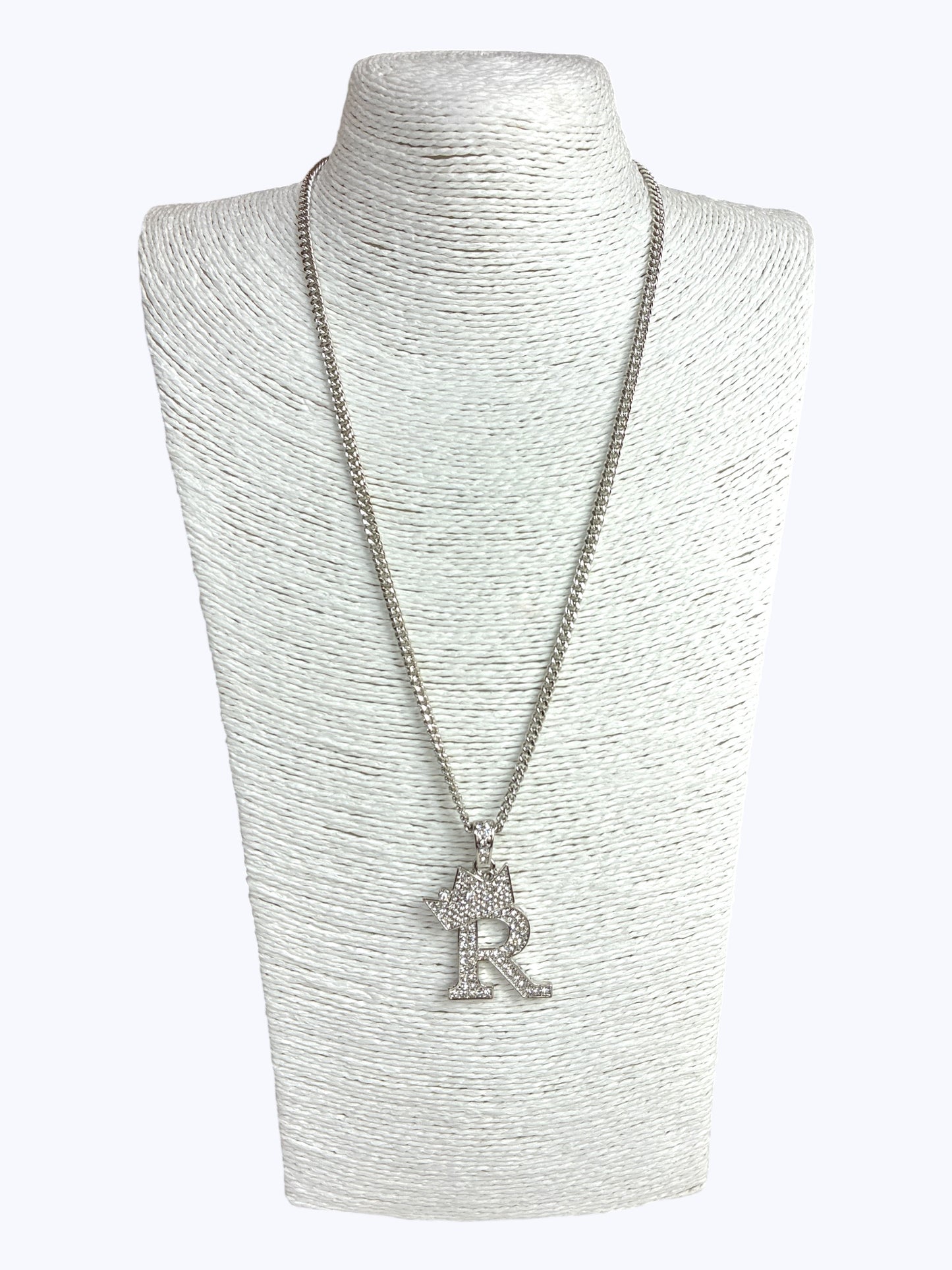 ''R'' Rhinestones Crown Initial Letter Chain Necklace – Greater Goods