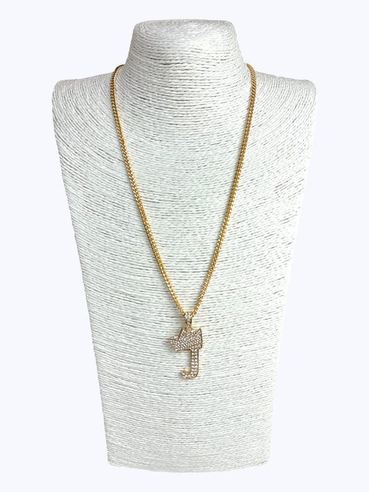 ''J''  Rhinestones  Crown Initial Letter Chain Necklace