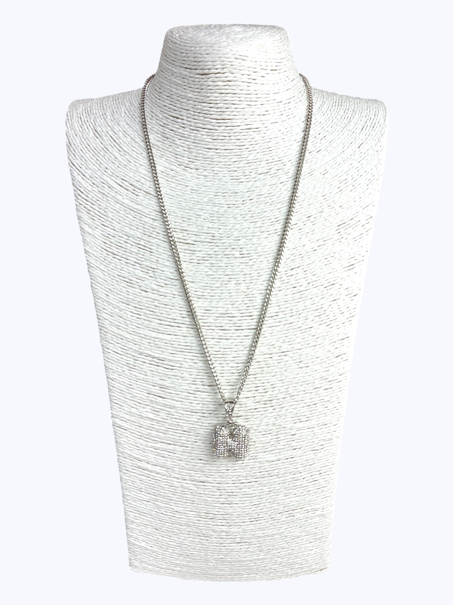 ''H'' Bubble Pave Letter Chain Necklace