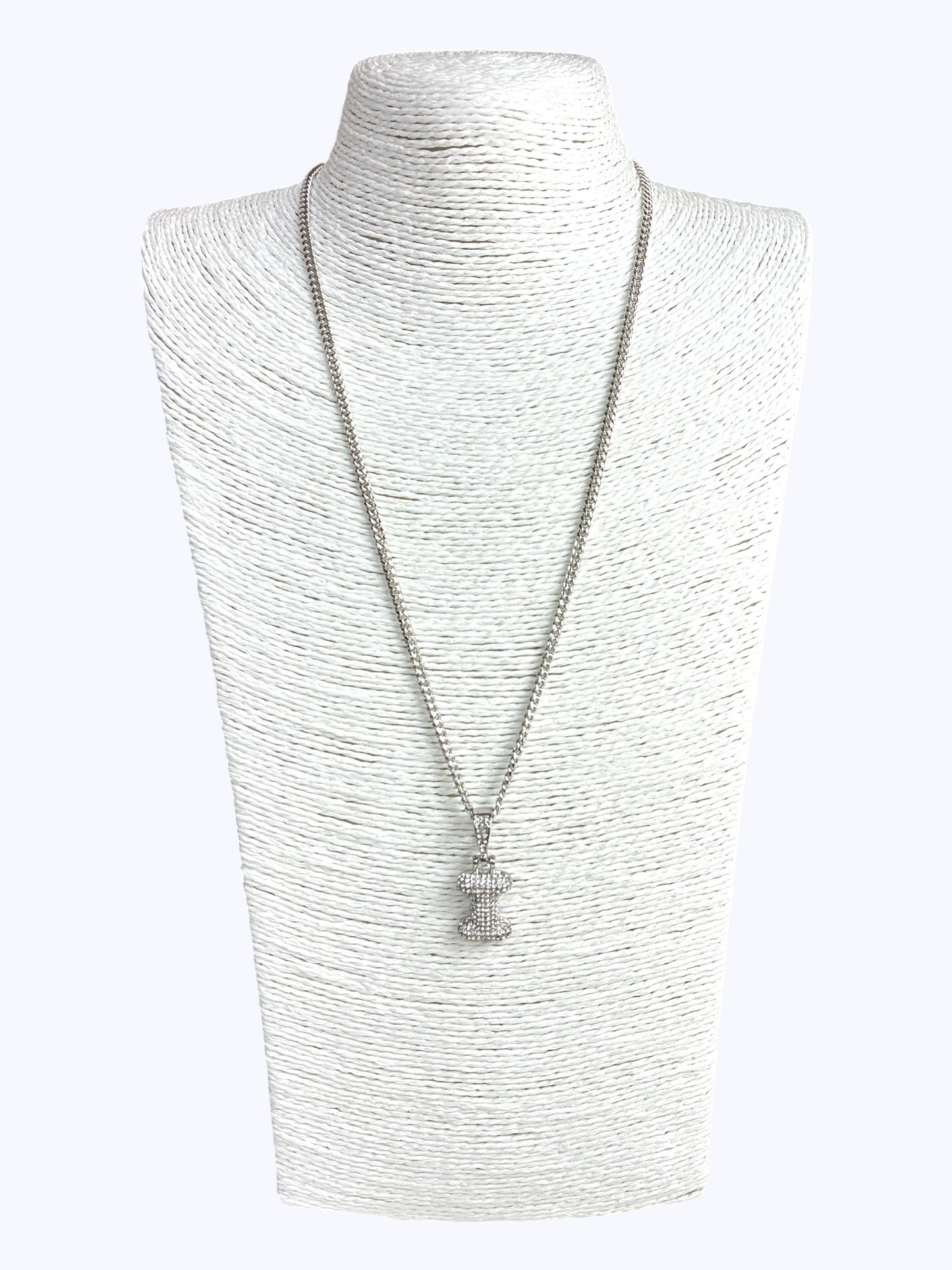 ''I'' Bubble Pave Letter Chain Necklace
