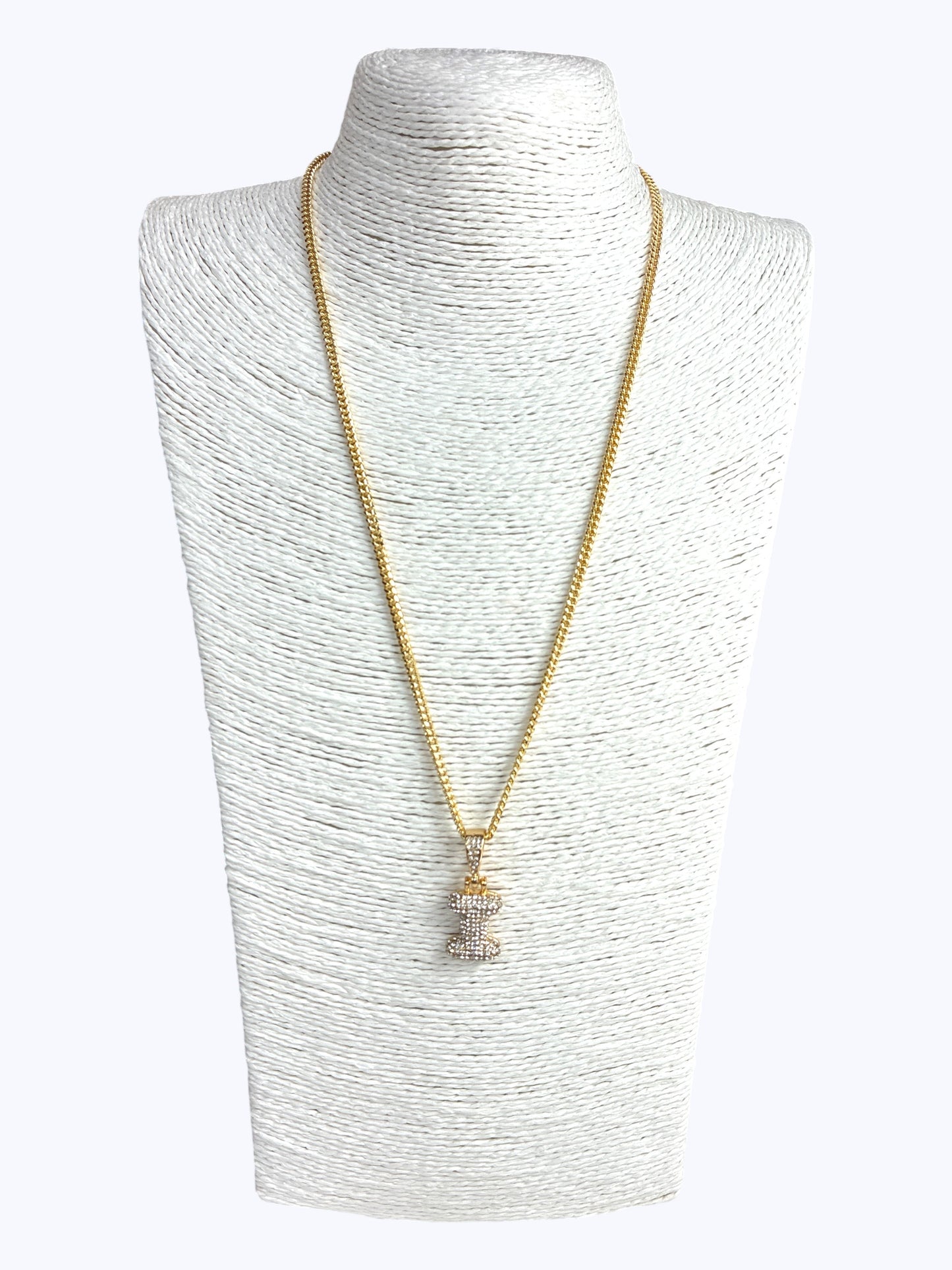 ''I'' Bubble Pave Letter Chain Necklace