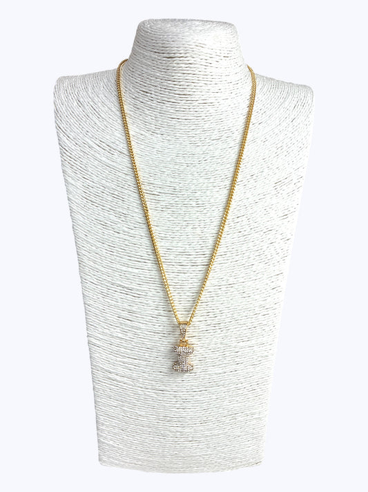 ''I'' Bubble Pave Letter Chain Necklace