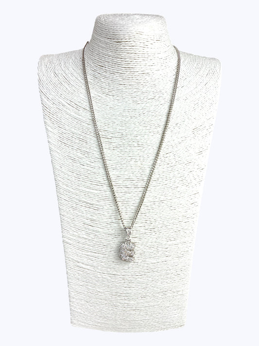 ''E'' Bubble Pave Letter Chain Necklace