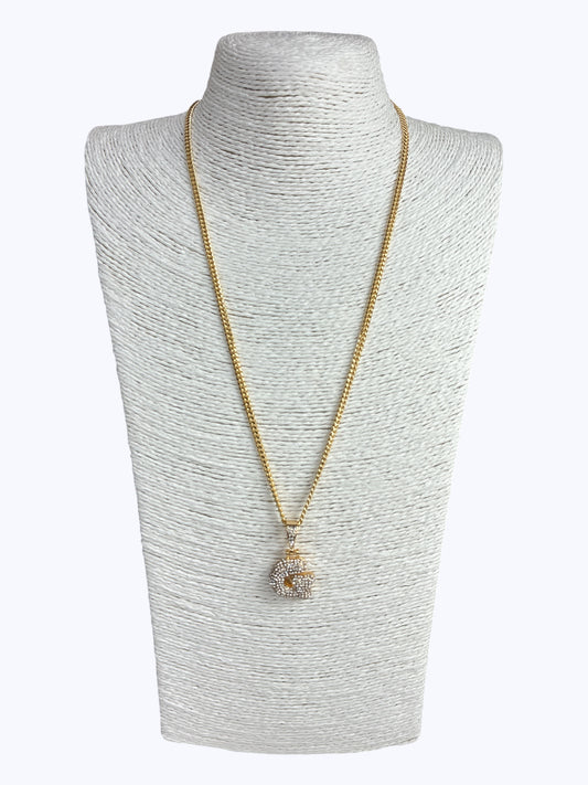 ''G'' Bubble Pave Letter Chain Necklace