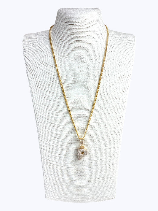 ''P''  Bubble Pave Letter Chain Necklace