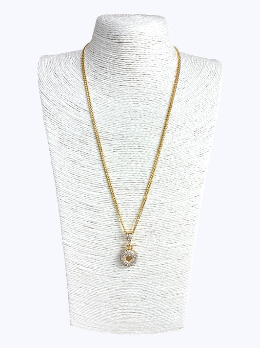 ''O''  Bubble Pave Letter Chain Necklace