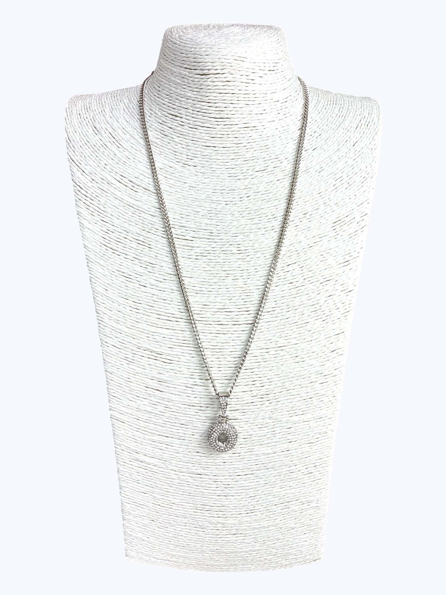 ''O''  Bubble Pave Letter Chain Necklace