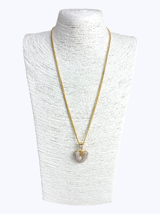''V''  Bubble Pave Letter Chain Necklace