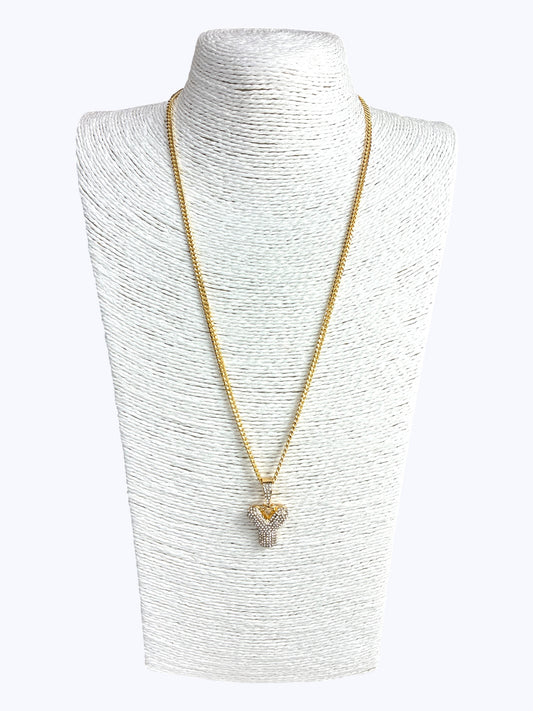 ''Y''  Bubble Pave Letter Chain Necklace