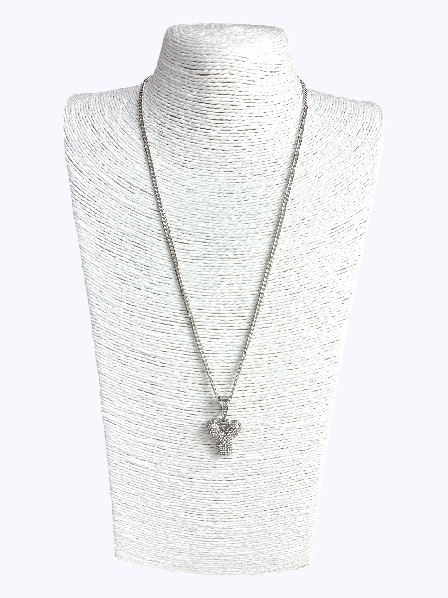 ''Y''  Bubble Pave Letter Chain Necklace