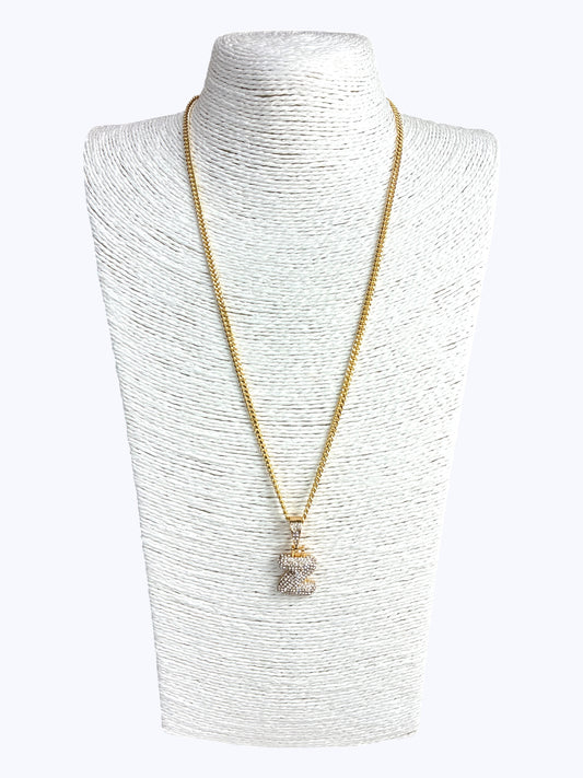 ''Z''  Bubble Pave Letter Chain Necklace