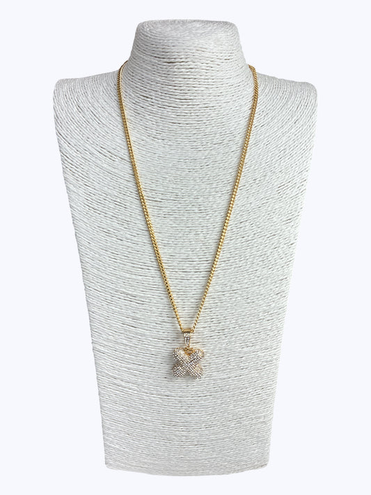 ''X'' Bubble Pave Letter Chain Necklace