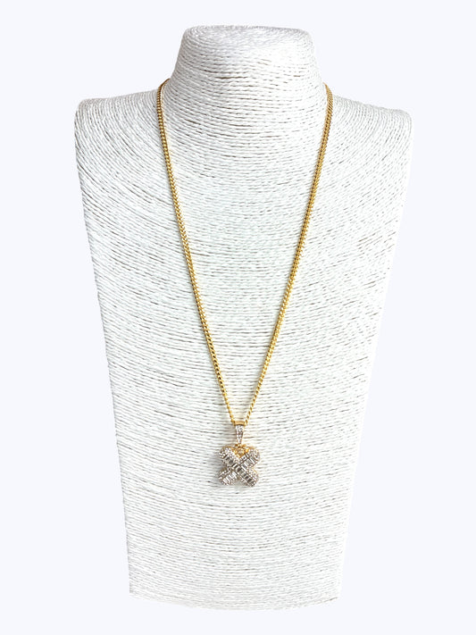 ''H'' Baguette Letter Chain Necklace