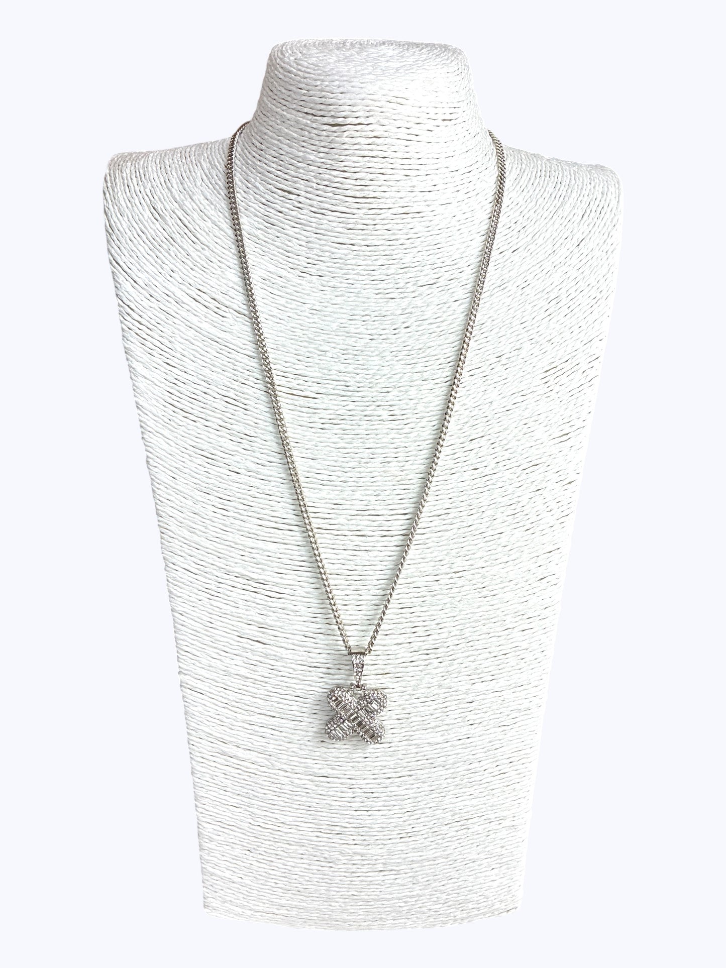 ''H'' Baguette Letter Chain Necklace