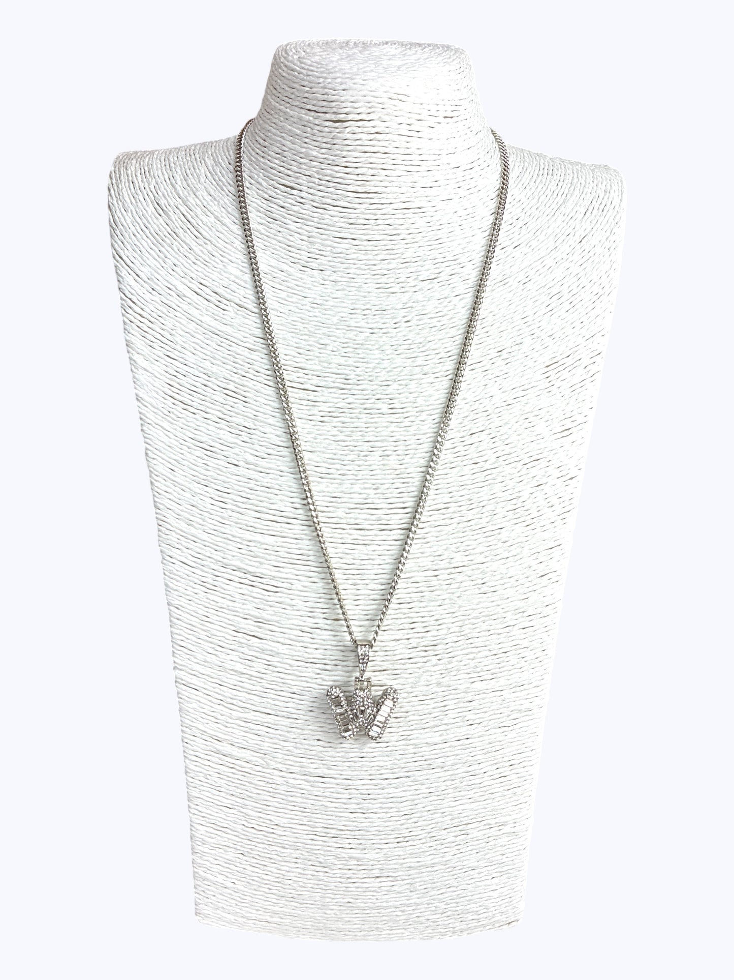 ''W''  Baguette  Letter Chain Necklace