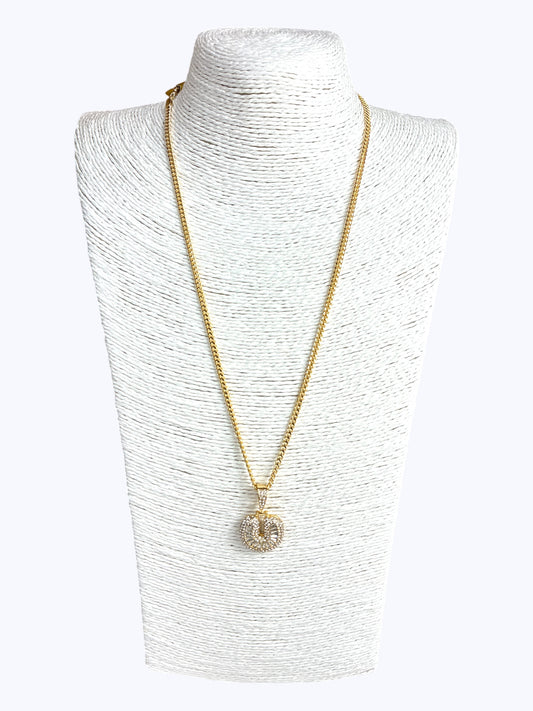 ''U''  Baguette  Letter Chain Necklace