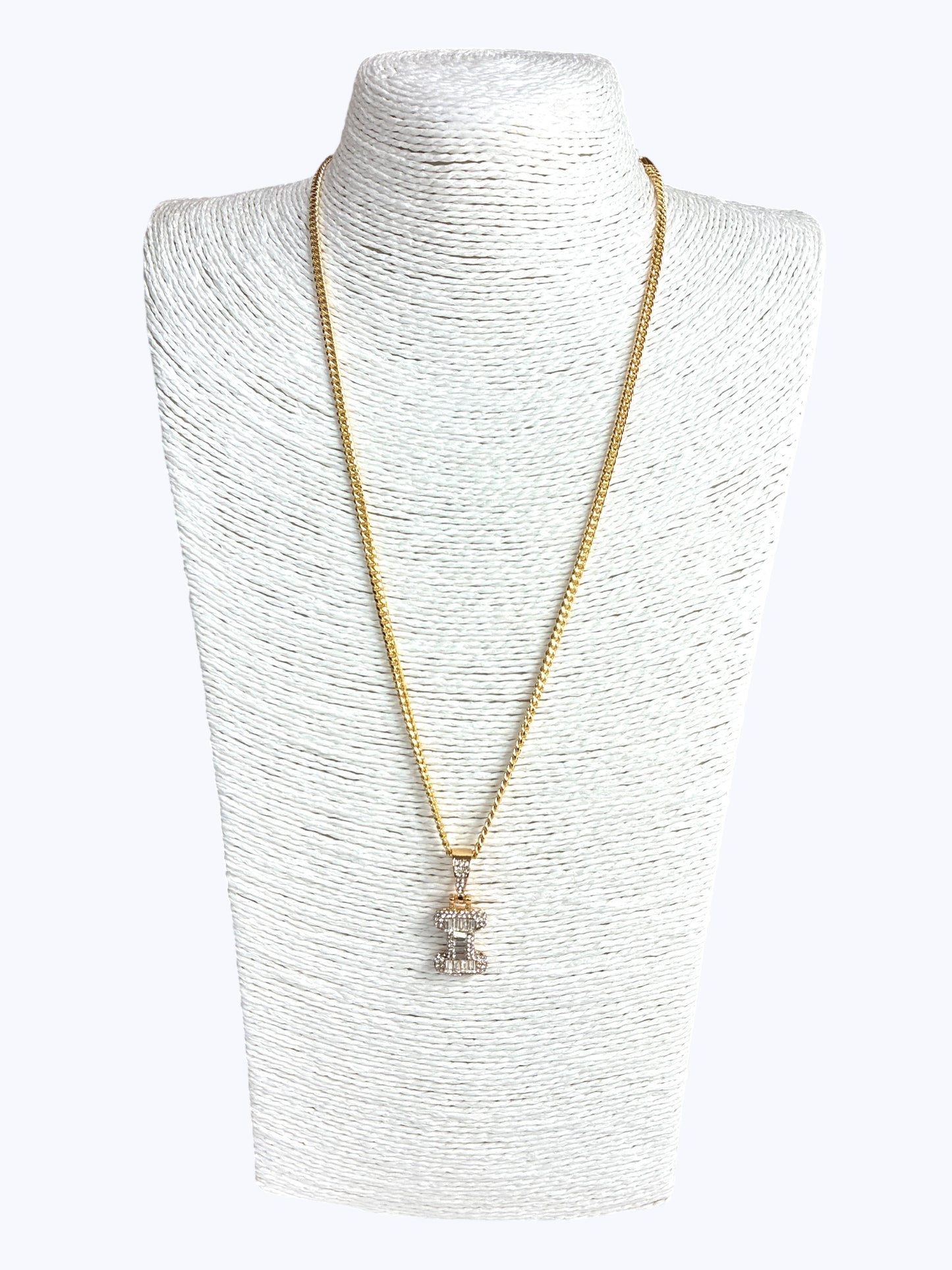 ''I''  Baguette  Letter Chain Necklace