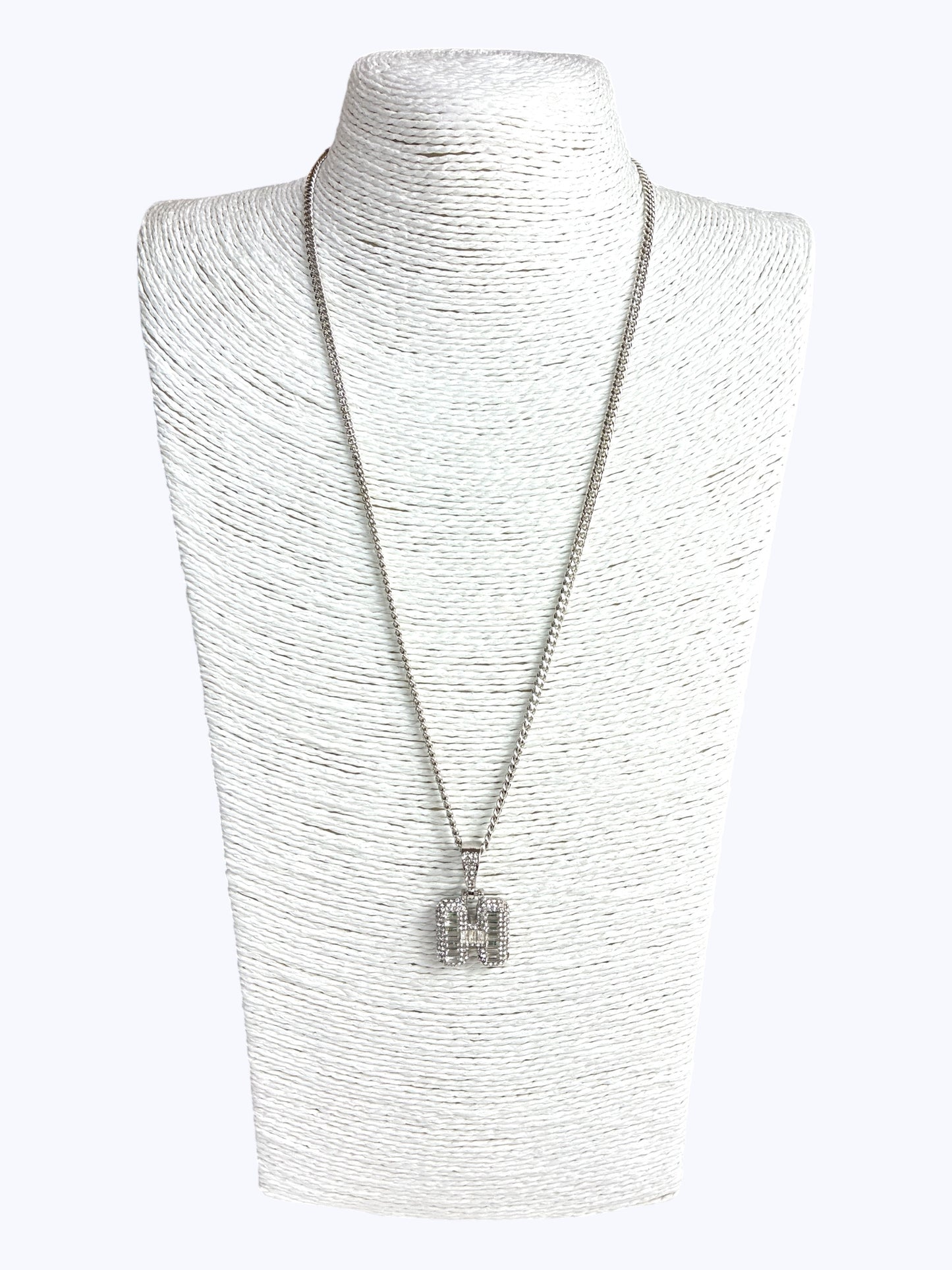 ''H''  Baguette  Letter Chain Necklace