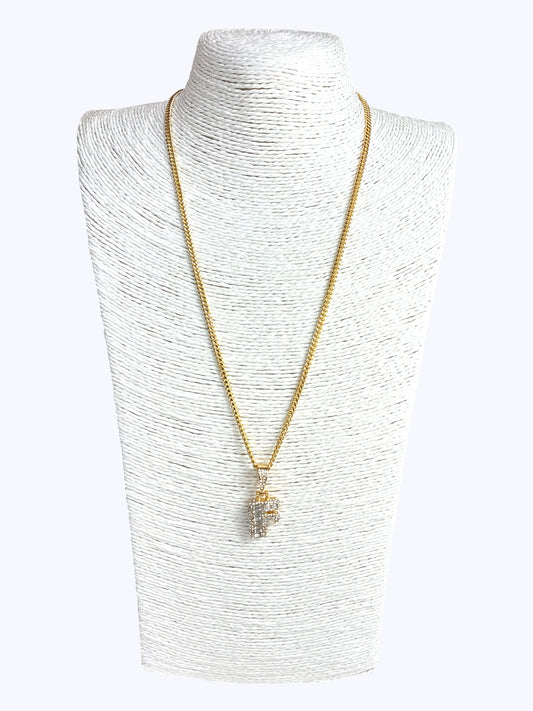 ''F''  Baguette  Letter Chain Necklace
