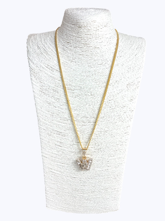 ''W''  Baguette  Letter Chain Necklace