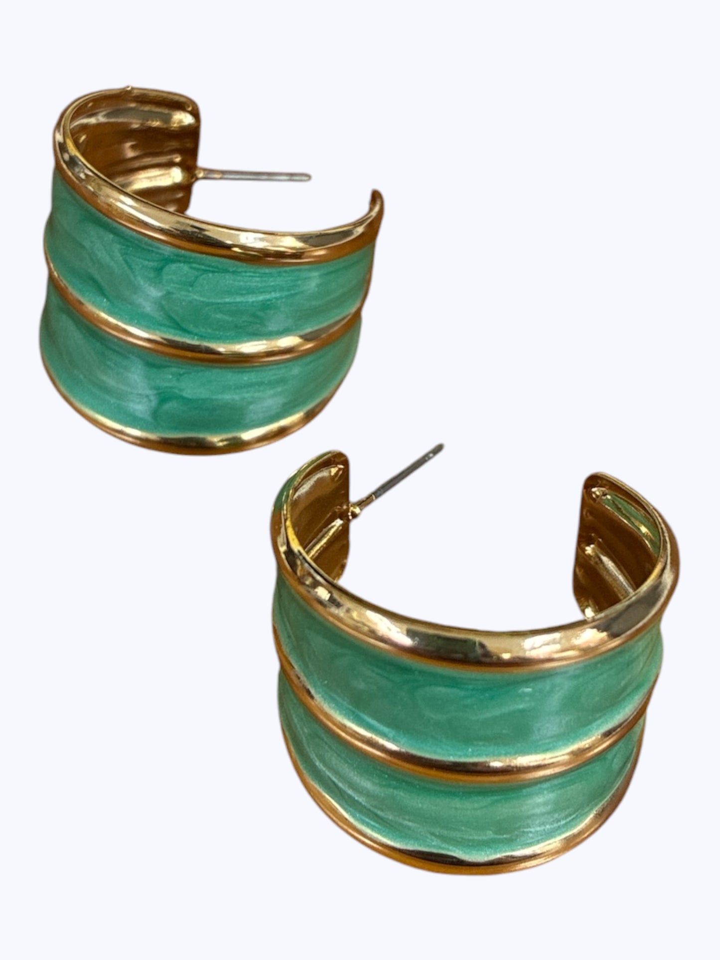 E2262 Enamel Chunky Lightweight Hoop Earrings |KE2828